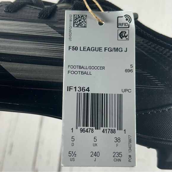 Adidas F50 League FG/MG Soccer Cleats Black Size 5.5 IF1364 - Picture 8 of 9